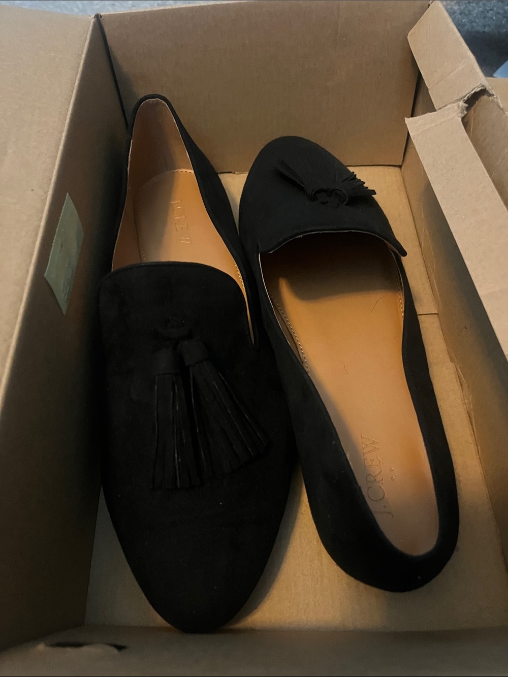J. Crew Black Suede Tassel Slip-On Loafers